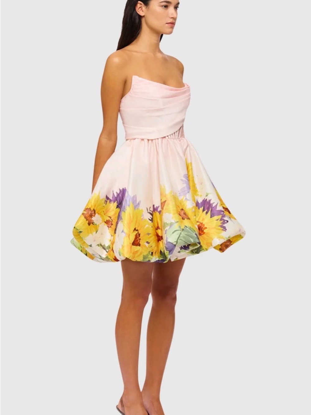 Katy Bustier Mini Dress Sunflower Print in Pink by Leo Lin - Picture 2 of 5